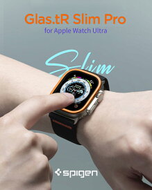 apple watch ULTRA 2 保護バンパー ガラスフィルム シュピゲン 1枚入り Apple Watch Ultra 2 アルミニウム枠 一体型 耐衝撃 49mm スポーツバンド アップルウォッチ ウルトラ2 硬度9H以上 撥油加工 飛散防止 ブランド