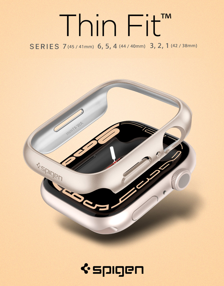 Apple Watch8 Watch7 カバー Series 45mm 41mm シュピゲン シン・フィット Series SE2 SE 44mm 40mm シンプル スリム 軽量 落下 衝撃 吸収 アップルウォッチ ポリカーボネート 着脱簡単 シリーズ7