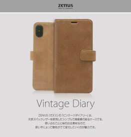 iPhone X ケース iphonex カバー 手帳 ブランド アイフォンxケース デザイン 本革 レザー アイフォン 手帳型 ZENUS Vintage Diary ビンテージ iphoneケース 耐衝撃 iphonex ケース 衝撃