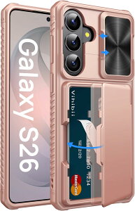 Galaxy S26 Ultra �P�[�X ��� Galaxy S26 �P�[�X �w�� �J�[�h���[ RFID�u���b�L���O �J�����ی�J�o�[ ����~�� �蒠�^ �M�����N�V�[S26 �P�[�X �ČRMIL�K�i �����ی� 3-5�� �J�[�h���� �ϏՌ� �S�ʕی� 