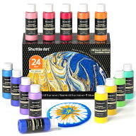 【送料無料】Shuttle Art ポーリングアート 24本 メタリック アクリル絵の具 23色セット 60ml シリコンオ…