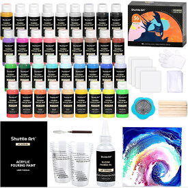 【P10倍UP!!】ポーリングアート 36本 アクリル絵の具 32色セット(白4本と黒2本入り) 60ml シリコンオイル キャンバスボード フルイドアート 道具付き メタリックカラー ベアアート 画材セット クラフト 手作り 美術教室 ワークショップ 初心者 アーティスト プレゼント