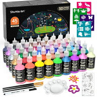 【送料無料】Shuttle Art 布に立体的に描ける絵の具 3D絵の具 45~66色セット 30ml 洗っても落ちない 布用…