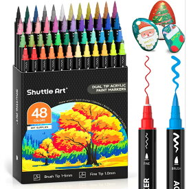 【P10倍UP!!】アクリルマーカー 36~48色セット 直液式 メタリックカラー ドット ブラシペン先 細字ペン先 ツインペン アクリルペン 水性 ペイントマーカー カラーペン 防水 速乾 耐水 耐光 ハンドメイド DIY 子供用 学校 プレゼント