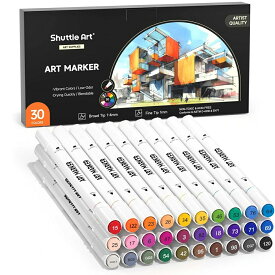 【送料無料】イラストマーカー 30~60色セット 太細両端 油性 カラーペン アートマーカー キャリングケース付き 細身 細字 速乾 コミック用 塗り絵 マンガ用 スケッチ カード 子供用 初心者 美術 画材