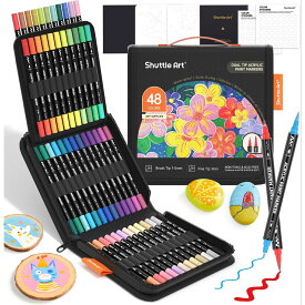 【送料無料】Shuttle Art アクリルマーカー 36~48色セット 直液式 メタリックカラー ドット ブラシペン先 細字ペン先 ツインペン アクリルペン 水性 ペイントマーカー カラーペン 防水 速乾 耐水 耐光 ハンドメイド DIY 子供用 学校 プレゼント