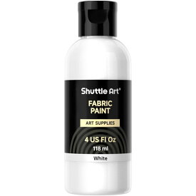 【新生活応援SALE★10%OFF】Shuttle Art 布用絵の具 118ml 白 布描き絵の具 ウォッシャブル 洗っても落ちない 速乾 耐久 耐水 ホワイト ファブリックペイント Tシャツ かばん スニーカー イラスト クラフト 手作り DIY 子供 アーティスト