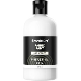【送料無料】Shuttle Art 布用絵の具 白 250ml 布描き絵の具 ウォッシャブル 洗っても落ちない 速乾 耐久 耐水 ホワイト ファブリックペイント Tシャツ かばん スニーカー イラスト クラフト 手作り DIY 子供 アーティスト