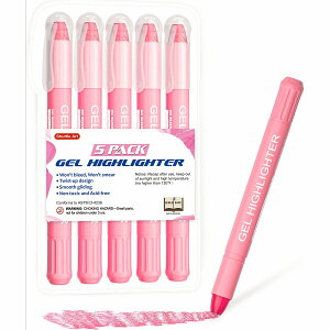 【送料無料】蛍光ペン パステルカラー 5本セット 固形蛍光マーカー 蛍光クレヨン 速乾 裏移りしにくい 繰り出し式 ゲルインク 透明ケース付 教科書/ノート/カレンダー/手帳にマーキング 色