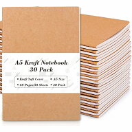 【送料無料】クラフトノート A5 30冊セット 横罫 A罫 7mm 無地表紙 防水 糸綴じ 水平開き ビジネス 会議…