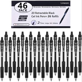 【送料無料】ジェルボールペン ボールペン ノック 式 ブラック 0.7mm 20ゲル ペン 26替え芯 46パック 速乾 手帳 ノート グラフ スケッチ 事務用 筆記具用