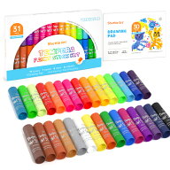【新生活応援SALE★15%OFF】Shuttle Art クレヨン 30色セット お絵描き帳付 手が汚れない テンペラクレヨ…