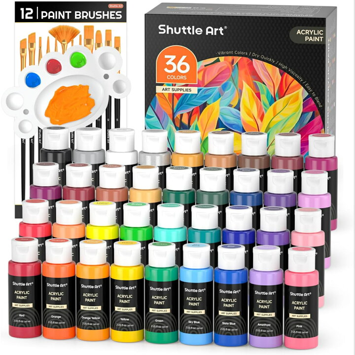 楽天市場】【送料無料】Shuttle Art アクリル絵の具 36色セット 60ml 