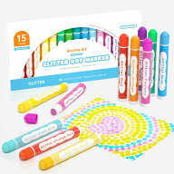 【送料無料】Shuttle Art ドットマーカー グリーターペン 15色セット キラキラ カラーペン 12ml 子供用 …