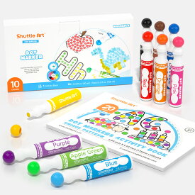 ＼エントリーでP10倍UP／ドットマーカー ウォッシャブルカラーペン 水性 10色セット 40ml 洗える 塗り絵付き 絵かき 画用紙 子供用 落書き 遊び道具 子供用 手入れ簡単 プレゼント
