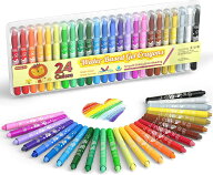 【新生活応援SALE★10%OFF】クレヨン 24色セット 繰り出し 水性 洗える マーカーペン型 安全 速乾 手が汚…