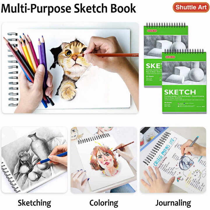 楽天市場】【送料無料】スケッチブック 80枚 2冊セット スパイラル製本  