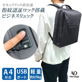 指紋認証 ビジネスリュック セキュリティバッグ 盗難防止 セキュリティ 指紋ロック キーレス Type-C 充電 非常解錠用 電子マスターキー付き 日本語説明書付き USBポート 送料無料 (沖縄・離島等除く)