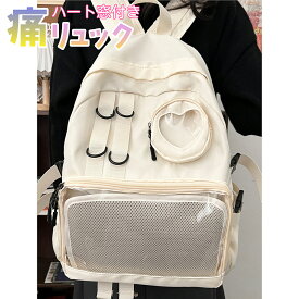【売り切り特価で販売中！】★ 送料無料 (沖縄・離島除く) ★ 痛バッグ 痛バ 痛リュック ハートの窓がかわいい キーホルダーリング付き クリアバッグ 推し活 ぬい活 推し オタ活 シル活 缶バッチ ぬいぐるみ かわいい 大容量 女の子 ガールズ