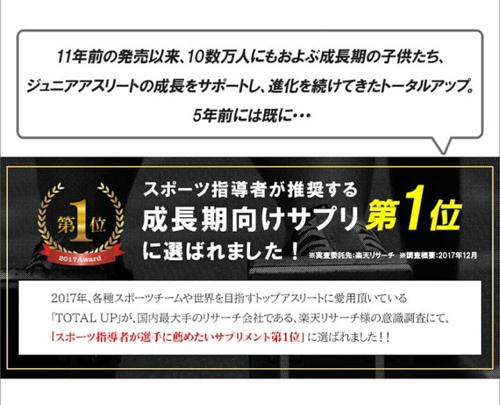 楽天市場 身長サプリ トータルアップ 3袋セット 約90日分 240粒 3袋 背を伸ばすサプリメント 中学生 高校生向け アルギニン ジュニアプロテイン カルシウム ビタミン 無添加アミノ酸 亜鉛 Coresystem