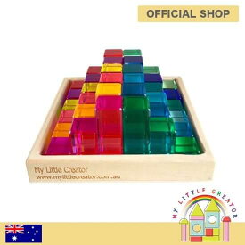 Mylittlecreator アクリル積み木 虹の山セット36個（木製トレー付） LC5283 | 知育玩具 積み木 子供用 ブロック おもちゃ 3歳 カラフル 色遊び プレゼント クリスマス