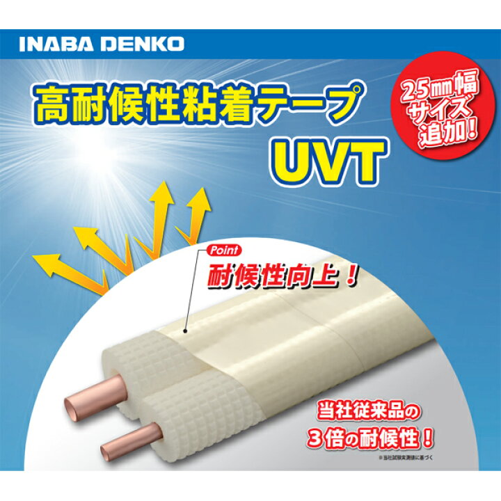 楽天市場】INABA 因幡電工 高耐候性粘着テープ アイボリー 48個 UVT-25 