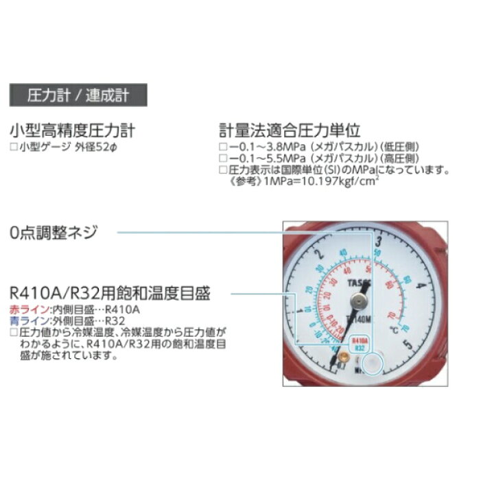 楽天市場】TASCO イチネンタスコ R410A R32用ミニボールバルブ式ゲージ 