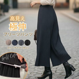【マラソン5のつく日★1/15（木）最大半額引きクーポン＆P2倍】婦人服 レディース イージーパンツ ワイドパンツ プリーツパンツ レディースパンツ ウエストゴム ストレッチ 送料無料 ニコニコの森