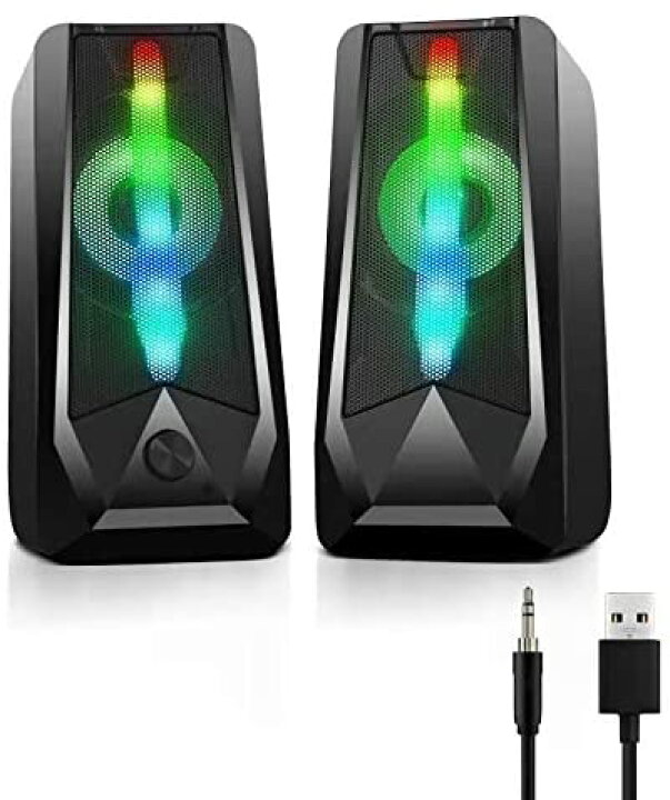 楽天市場 Pc スピーカー 16w 重低音usb パソコンゲーミング スピーカー Rgbカラーライトaux接続 3 5mm入力 Mp3 タブレット テレビ スマホ ゲーム機などに対応 株式会社relief 楽天市場店
