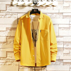 【期間限定セール！MAX'22%OFF！】【関東当日出荷・RSL即納】カジュアルシャツ 無地 シャツ ブラウス メンズ 長袖シャツ 長袖 ゆったり 大きいサイズ M~6L 胸ポケット コンフォート オーバーサイズ 開襟 おしゃれ トップス アウター 春 夏 秋