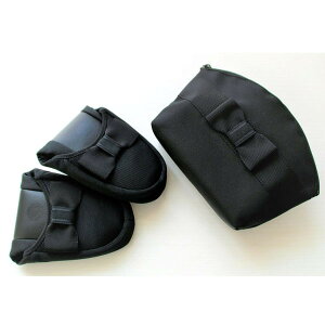 ポイント5倍! 学校訪問 携帯スリッパ 上品 スリッパ リボン付き ポーチ 巾着付 黒 おしゃれ お受験 参観 折りたたみ ケース付き 黒 ママ かかとあり おしゃれ 小さい 大きい コンパクト 上品