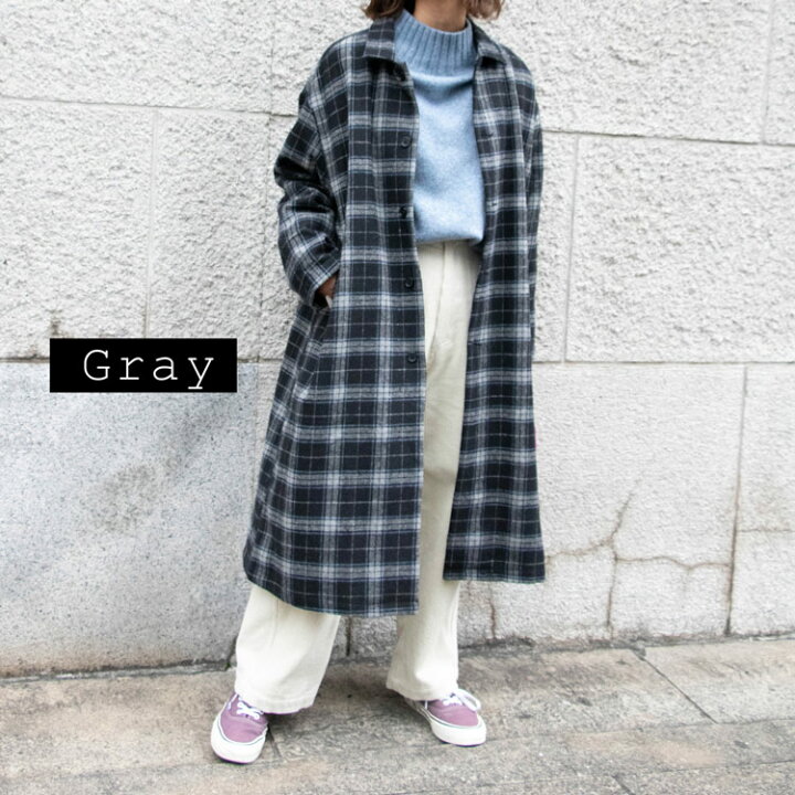 楽天市場 スーパーセール６０ Off定価9 800 3 920円チェックステンカラーコート オーバーサイズ ロングコート チェックコート シンプル 裏地付き アウター ジャケット コート Jolielle ジョリエル