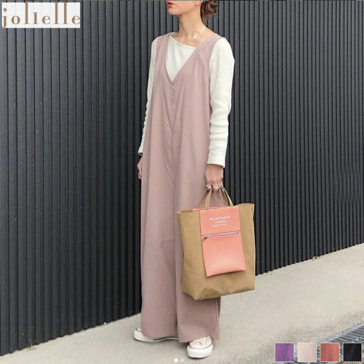 楽天市場】タイムセール バックボタンVネックサロペット ゆったり  