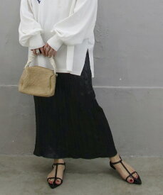 サマーセール クリンクル加工サテンプリーツスカート ロングスカート シャイニー シルバー ブラック ウエストゴム 【単品でメール便可】春夏 ロングスカート お洒落 プチプラ シワ加工 細見え 体型カバー レディースファッション 30代 40代