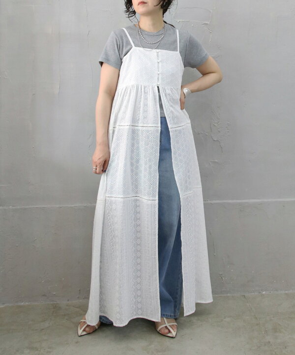 楽天市場】セール コットンレースキャミワンピース パッチワークレース  