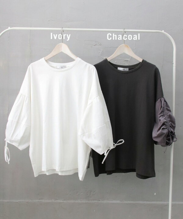 楽天市場】セール 異素材バルーンスリーブTシャツ 袖リボン 2way 袖が  
