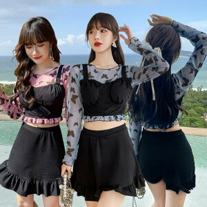 送料無料 150~165cm 37.5〜60kg 水着 スカート 体型カバー水着 ワンピース レディース ビキニ 見せパンツ セパレート バックシャン バックフリル かわいい おしゃれ セクシー ママ水着 20代 30代 40