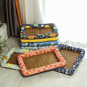 送料無料 ペットクールベッド 35*50cm 全7デザイン 魚 恐竜 ヒマワリ ござ ひんやり 犬 dog 猫 キャット マット 冷却ベッド 夏 四角形 まくら付き 苺 イチゴ サカナ 涼感 冷感ベッド 動物クールベ