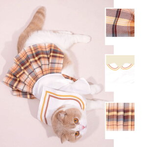 送料無料 ペットの服 首輪 猫 ネコ 犬 jk 制服 チェック 撮影道具 おしゃれ 柔らかい コスプレ衣装 面白い 写真 簡単装着 着せ替え コスチューム 猫服 可愛い 通気性 変身グッズ ペット用品 c-c