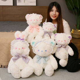 送料無料 45cm ぬいぐるみ リボン ribbon レース rabbit うさぎ 兔 ウサギ 抱き枕 熊 bear クマ くま ベア クッション インテリア 動物 子供 可愛い 心地いい かわいい 彼女に ふわふわで癒される 柔らか プレゼント ギフト c-wanou-9914-gg