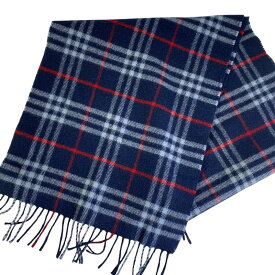 【最終処分SALE】Burberryバーバリーチェック マフラー ブルー A-5811