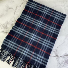 【最終処分SALE】 Burberry バーバリーチェック ウール マフラー ブルー A-6521