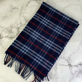 【最終処分SALE】Burberry バーバリーチェック ウール マフラー ブルー A-6653
