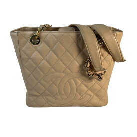 CHANEL シャネル マトラッセ キャビアスキン ショルダーバッグ ベージュ A-8521