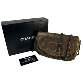 CHANEL シャネル ココマーク ハーフムーン カーフスキン ショルダーバッグ ブラウン A-8861