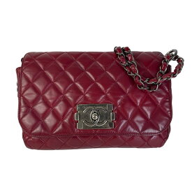 【最終処分SALE】CHANEL シャネル ココマーク マトラッセラムスキン ショルダーバッグ レッド A-7576