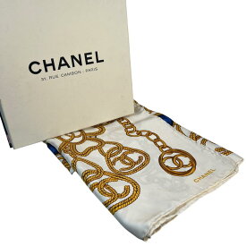 【最終処分SALE】CHANEL シャネル ココマーク グリポア チェーン スカーフ ホワイト A-8411