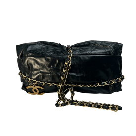 CHANEL シャネル ココマーク シャイニーカーフ クラッチバッグ ブラック A-9484