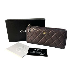 CHANEL シャネル ココマーク ラムスキン 長財布 パープル A-9521