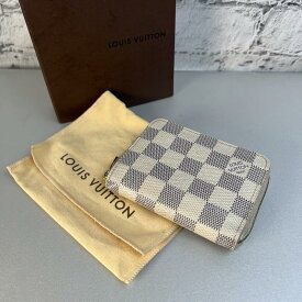 LOUIS VUITTON ルイヴィトン ダミエ アズール レザー コインケース ホワイト A-9317